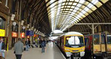King's Cross Station and taxi and cab and car and taxis